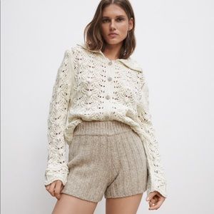 Zara Jewel Button Knit Cardigan Sweater Top Blouse